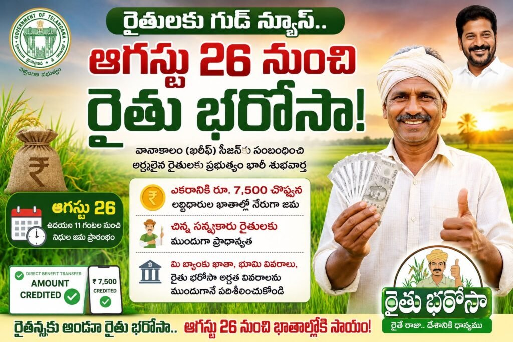 రైతులకు గుడ్ న్యూస్.. ఆగస్టు 26 నుంచి రైతు భరోసా