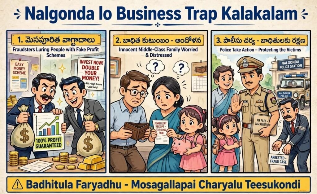 నల్గొండలో బిజినెస్ ట్రాప్ కలకలం.. పెట్టుబడుల పేరుతో మోసం చేశారంటున్న బాధితులు